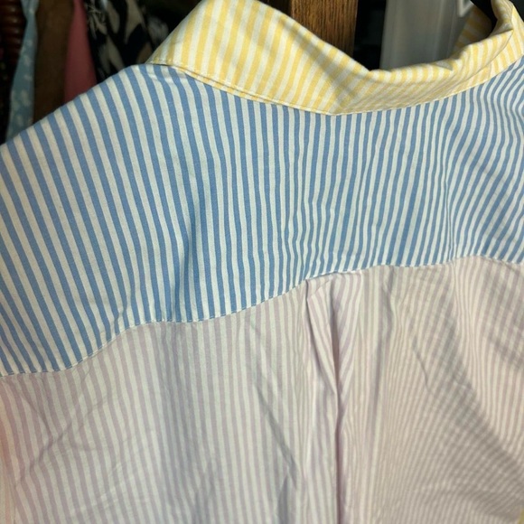 Lands’ End Striped Shirt Dress Multicolor Button Down Pockets Size Large 14–16 - Picture 7 of 11
